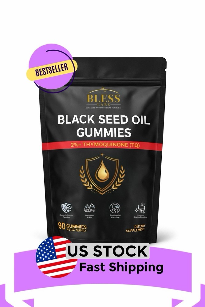 Black Seed Oil Gummies Sugar Free, 90 Gummies, High Potency, Black Cumin, Vegan