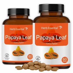 Herb Essential Carica Papaya Leaf Tablets, 60 Tablets Each Pack Of 2
