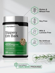 Slippery Elm Bark Capsules | 4000mg | 200 Count | Non-GMO | by Horbaach