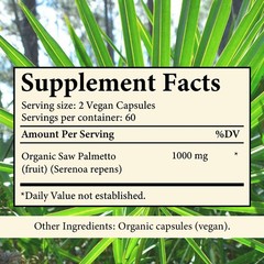 Saw palm formula: Protects prostate health and nourishes hair for vitality.
