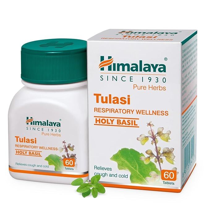 Himalaya Pure Herbs Tulasi Unisex Tablets for Respiratory Wellness (60 Tabs)