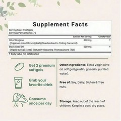 2-in-1 Oil of Oregano & Black Seed Softgels–with Carvacrol for Immune & Wellness