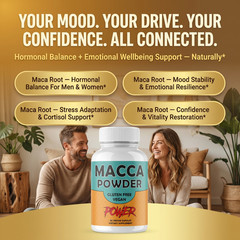 MACCA CAPSULES – Energy Stamina Libido Hormone Balance Support Vegan – 60 Caps