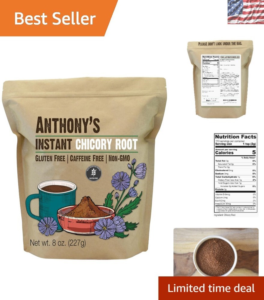 Instant Chicory Root Powder – 8oz, Gluten-Free, Caffeine-Free Coffee Alternative
