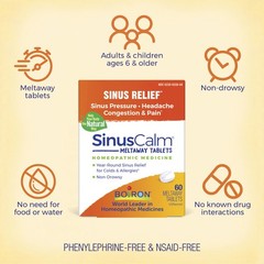 Boiron SinusCalm Tablets for Sinus Pain Relief, 60 Count (Pack of 1), White
