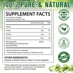 Moringa Capsules 240 Count – 6000 mg Moringa Leaf Extract Oil Softgels – Natural