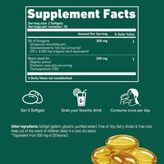 Resilia Softgels with Black Seed Oil 6000mg–Organic Oregano Oil Capsules 60 caps
