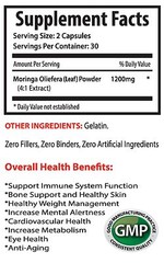 Immune System – Moringa Oliefera 1200mg – Cardiovascular Health Booster Pills 1B