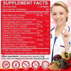 Maca Root Capsules 8050mg |120 Pills | Red, Yellow,Black Maca Supplements