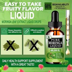 Organic Moringa Liquid Drops for Energy,Metabolism Immune Support,8000Mg Moringa