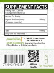 Pure 100% Organic Hawthorn Berry VEGGIE CAPSULES (1000 MG)