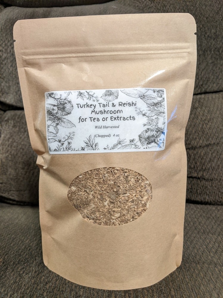 Turkey Tail & Reishi Mushroom for Making Teas or Extracts, All Natural, 4 oz.