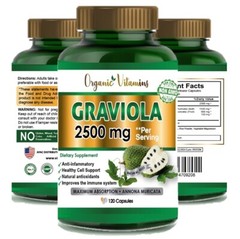 Graviola Extract 2500 mg 240 Capsules, Gluten Free, Soursop, in 2 pack