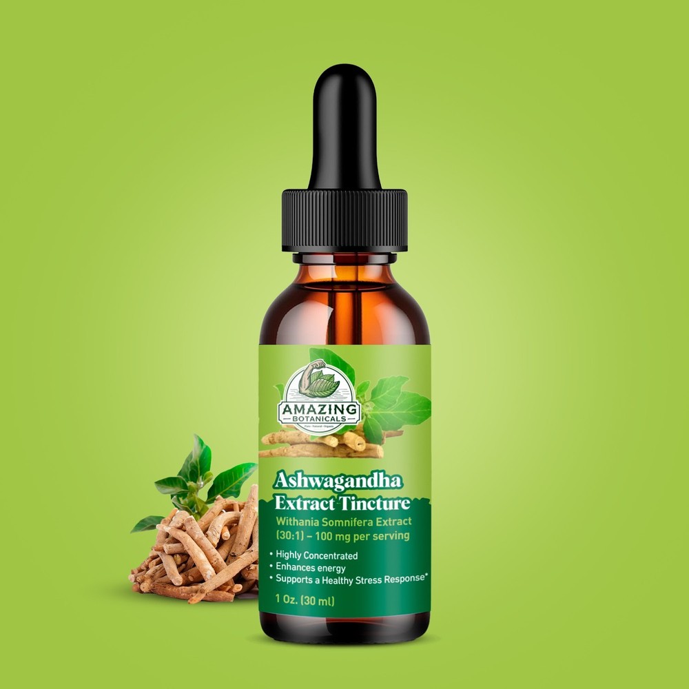 Ashwagandha Extract Tincture 100mg Adaptogen Liquid 1oz Vegan Non-GMO