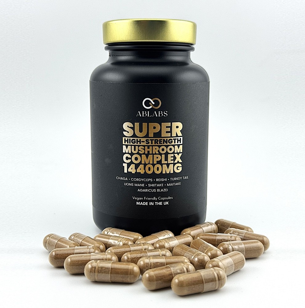 Super High-Strength 8-in-1 Mushroom Complex • 14400 Mg • 20:1 Extracts • UK Made