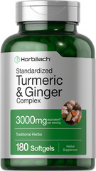 Turmeric Curcumin & Ginger Complex 3000 mg | 180 Softgels | by Horbaach