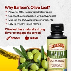 Barlean’s Olive Leaf Complex Liquid Immune Support Supplement, 95mg Oleuropei…