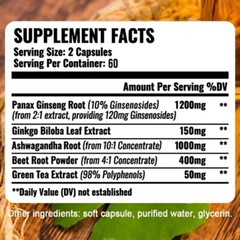 Panax Ginseng Contains Ginsenoside- 1200mg – 120 Capsules – Boost Performance