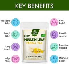 Mullein Tea Herbal Mullein Leaf Tea Bags Natural for Lung Cleanse & Detox