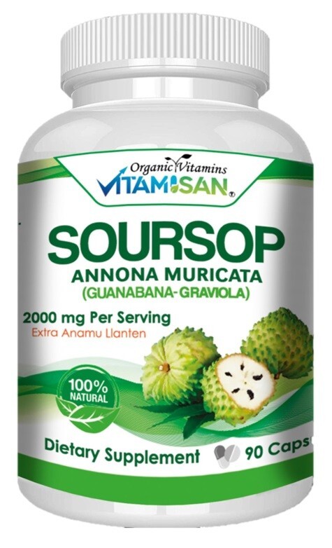 Soursop GRAVIOLA EXTRACT 2000 mg 45days Guanabana Annona Antioxidant 90 capsules