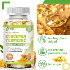Turmeric 95% Curcumin 1950mg Extract Tumeric Black Pepper Antioxidant Joint Pain