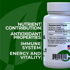 SPIRULINA – Nutrient-Rich Superfood – Energy & Immune Support – 60 Tab