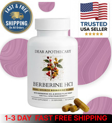 Berberine HCl 1200mg Supplement 60 Count Dear Apothecary Dual Source Bark Root