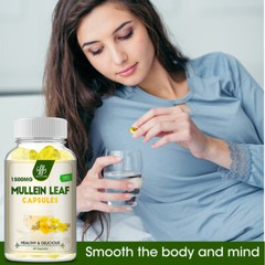 Natural Mullein Leaf Capsules For Lung Cleanse Detox Herbal Dietary Supplement