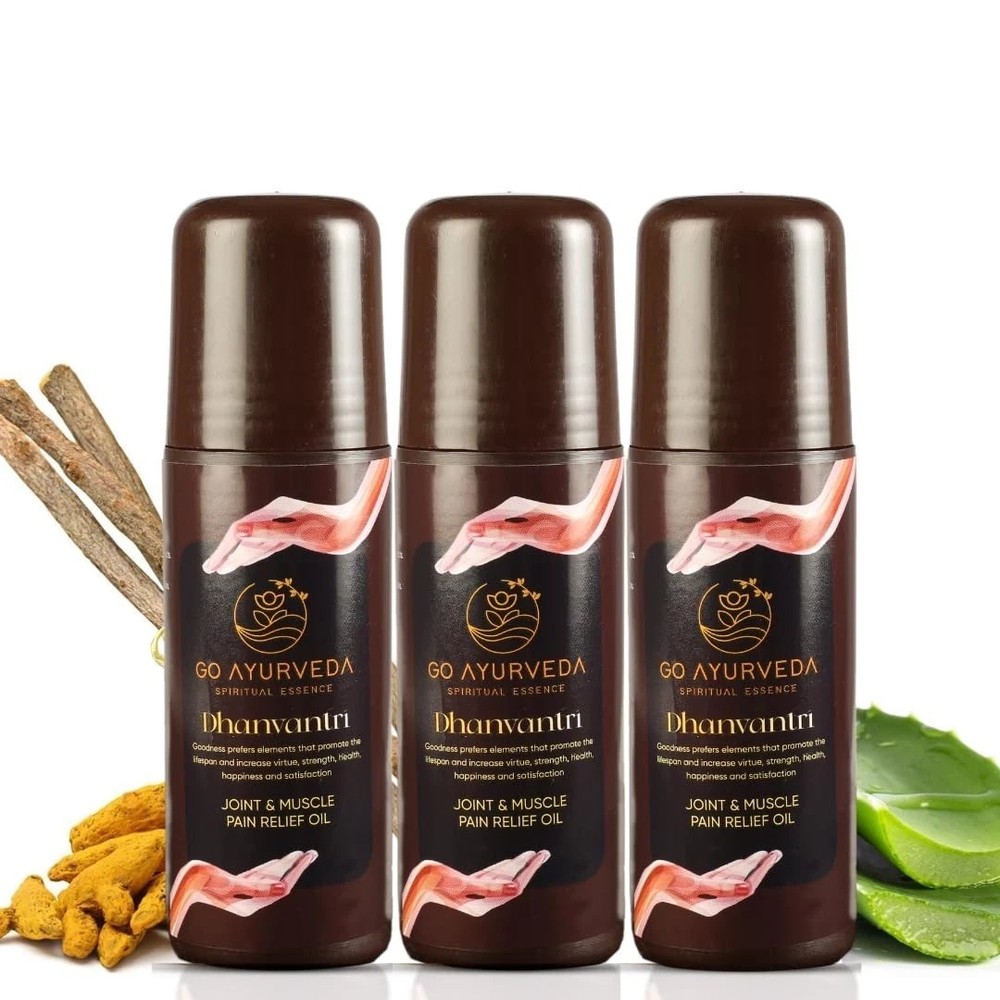 Go Ayurveda Dhanvantri Pain Relief Oil Roll On 80ml Each Pack Of 3 O110
