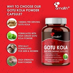 Organic Gotu Kola Powder Centella Asiatica 1500mg Capsules – Memory 120 Pills