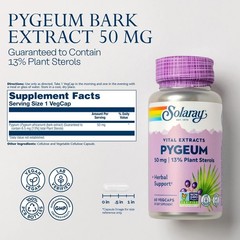 Solaray Pygeum Africanum Extract 50mg 60 VegCap Exp 01/2027 or Better