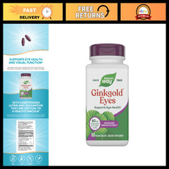 Ginkgo Biloba Eye Health Supplements, 60mg, Gluten Free, 60 Tablets – Supports V