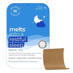 Wellbeing Nutrition Melts Restful Sleep 30 Oral Thin Strips for Stress Relief
