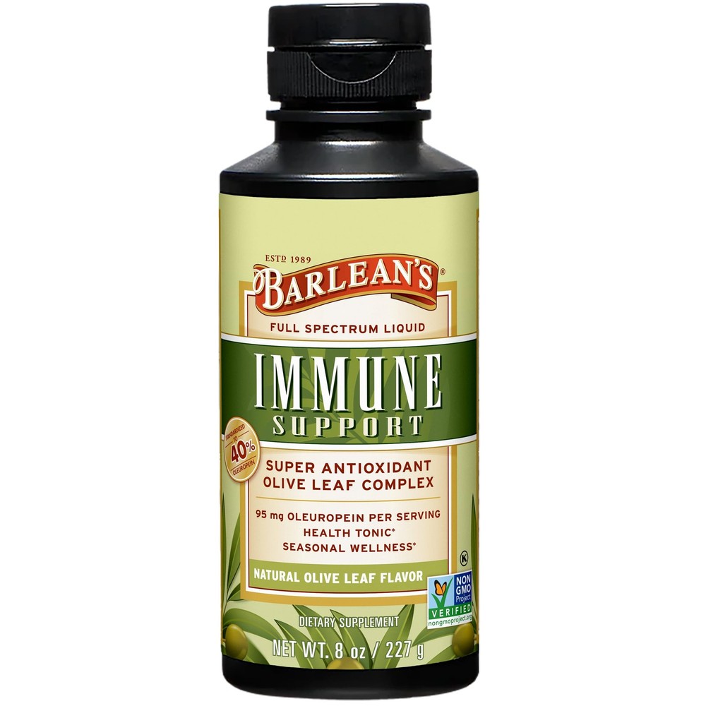 Barlean’s Olive Leaf Complex Liquid Immune Support Supplement, 95mg Oleuropei…