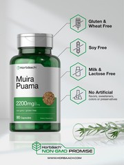 Muira Puama Extract 2200 mg | 90 Capsules | Non GMO, Gluten Free | by Horbaach