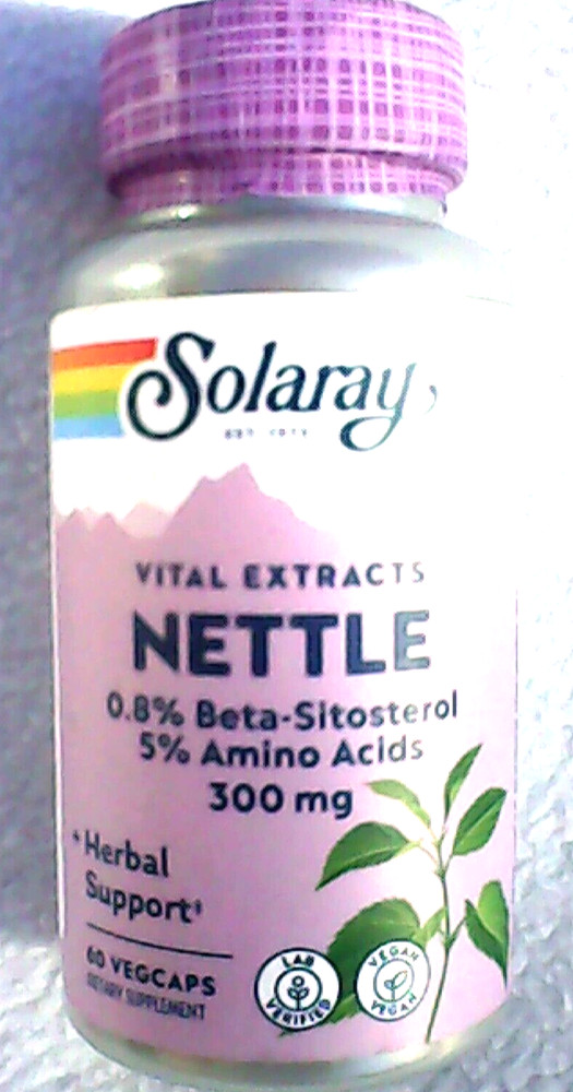 Solaray Vital Extracts Nettle 300 mg 60 Veg Caps 12/26 New SEALED