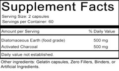 300 Diatomaceous Earth & Activated Charcoal Capsules 1000 mg – 60 Caps X 5 Pack