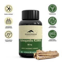 Rasayanam Ashwagandha KSM-66 (500mg) Capsule Energy Endurance Strength (60 Caps)
