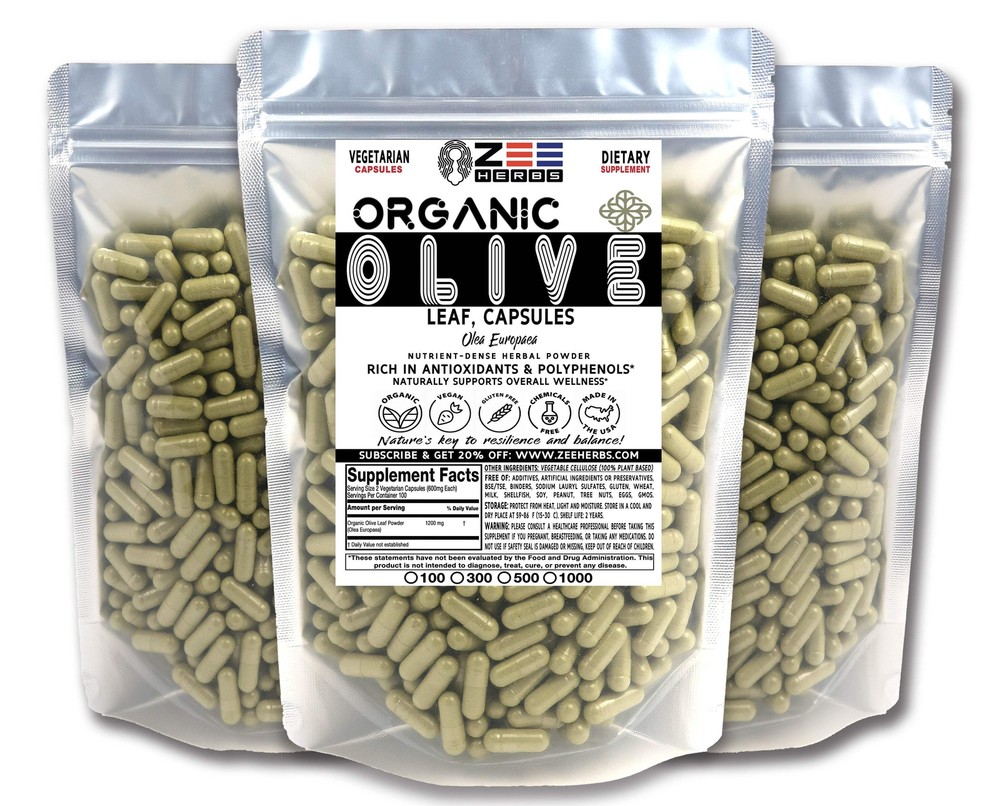 Organic Olive Leaf Capsules – 1200mg Per Serving of Natural Pure Olive Leaf