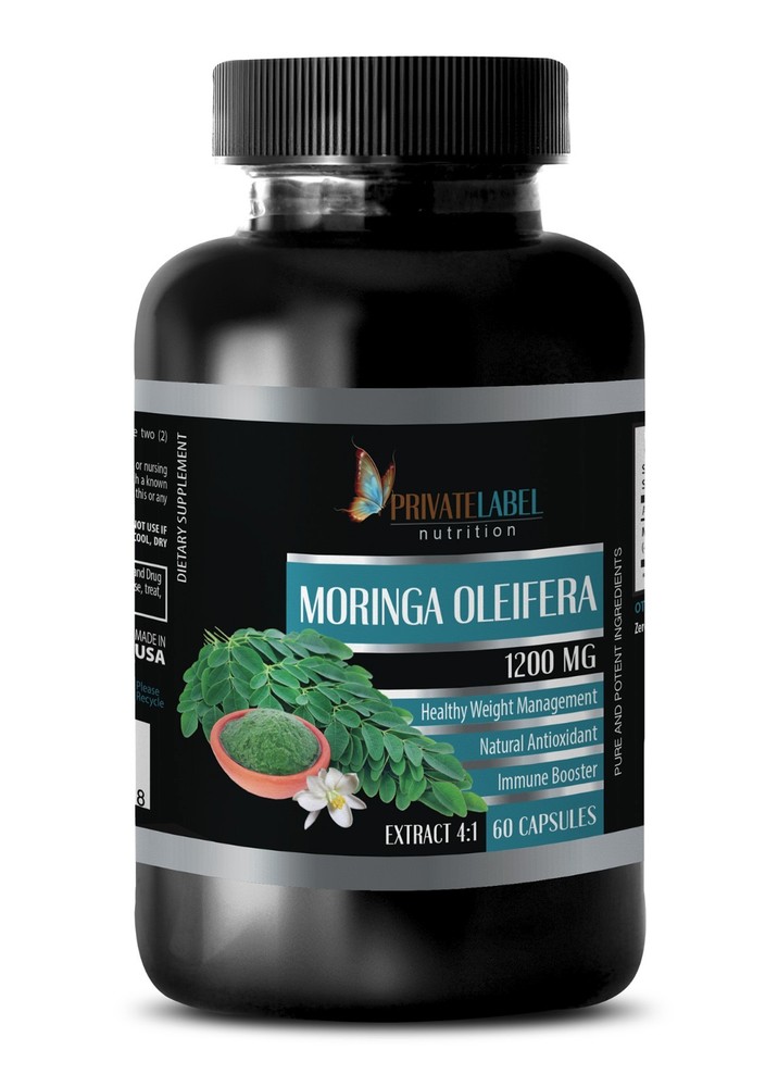 100% Pure Organic Moringa Oleifera Extract 1200mg Weight Loss 60 Capsules 1 Bott