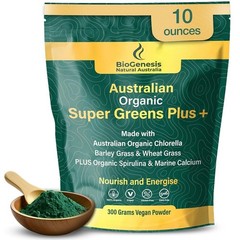 Organic SuperGreens Powder 300g | Unflavored Chlorella, Spirulina, Wheatgrass |
