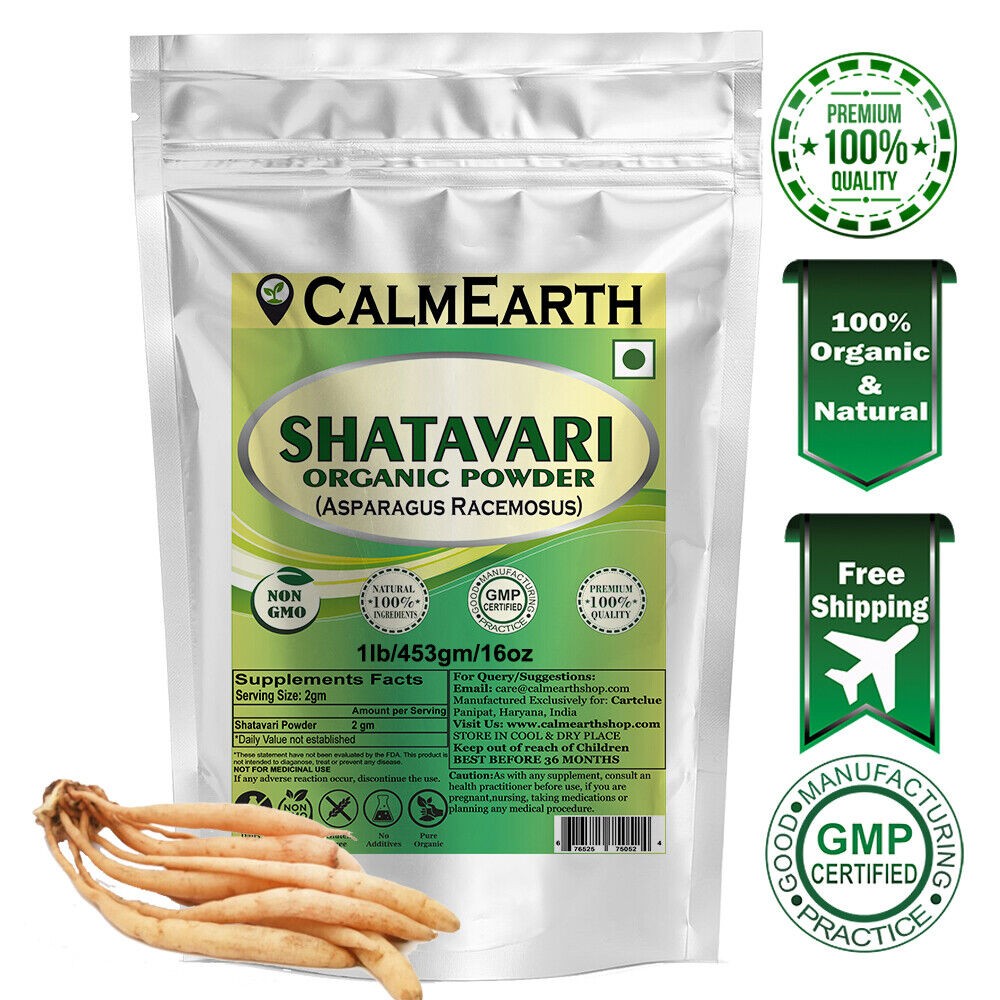 CalmEarth Shatavari Organic Herbal Powder 100% Pure Asparagus Racemosus