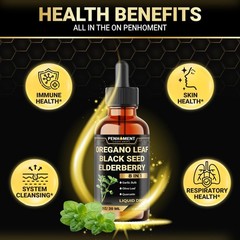 Oregano Oil Liquid Drops 8-in-1 with Black Seed, Garlic, Elderberry & More – 2 F