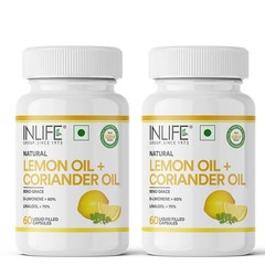 INLIFE Natural Lemon & Coriander Oil Antioxidant & Digest Support 120, Veg Caps