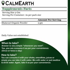 CalmEarth Shatavari Organic Herbal Powder 100% Pure Asparagus Racemosus