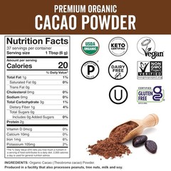 Rich Dark Chocolate Organic Cacao Powder 8 Oz – Perfect for Baking & Hot Drinks