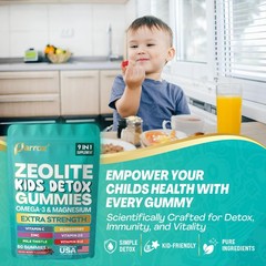 Parrox Zeolite Kids Gummies, 9in1 with Zeolite, Omega3, Magnesium, Elderberry…
