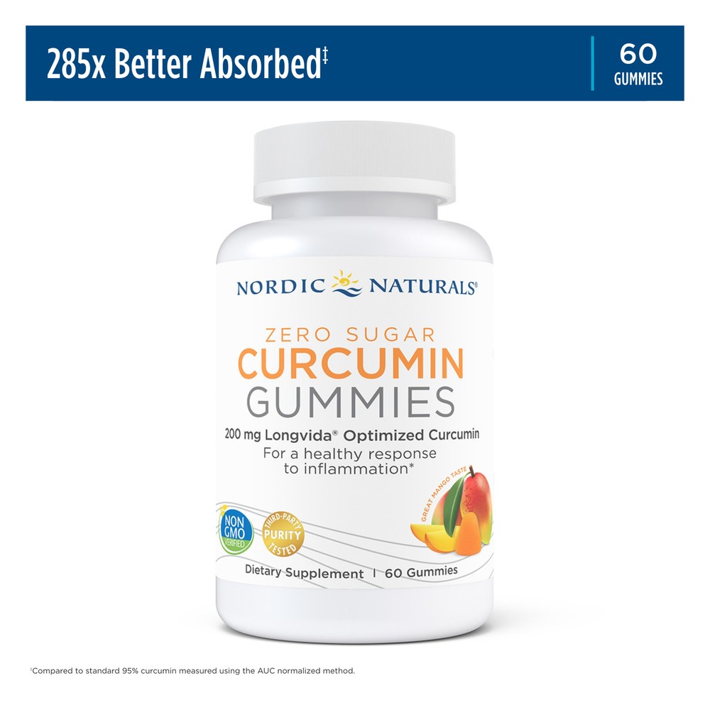 Nordic Naturals Zero Sugar Curcumin Gummies – Natural Antioxidant Gummies, 60 ct
