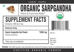 Organic Sarpgandha Root Powder Indian Snakeroot Rauwolfia Serpentina Insomnia