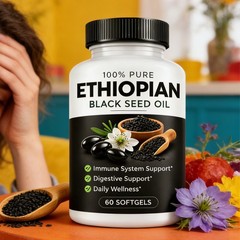 60 Pcs 100% Pure Ethiopian Black Seed Oil Softgels Immune Digestive Support